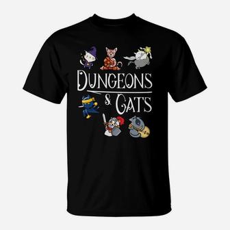 Dungeons And Cats Funny Dragon Cat Kitten Lover Kitty Gift T-Shirt | Crazezy DE