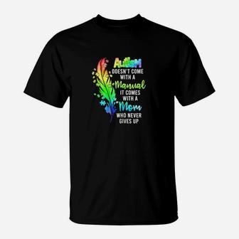 Dy Autism Mom Puzzle Feather Autism Mom Sayings T-Shirt - Monsterry
