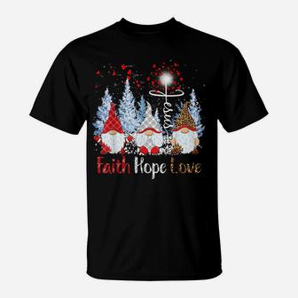 Dy Faith Hope Love Gnome Jesus Dandelion Christmas Tree T-Shirt | Crazezy