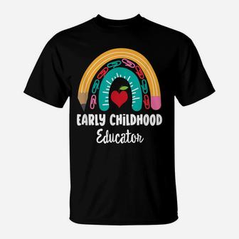 Early Childhood Educator, Funny Boho Rainbow For Teachers T-Shirt | Crazezy DE