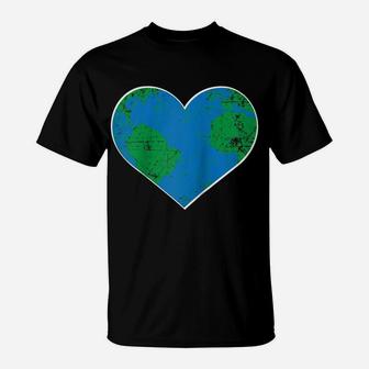 Earth Heart Shirt Earth Day Gift Raglan Baseball Tee T-Shirt | Crazezy AU