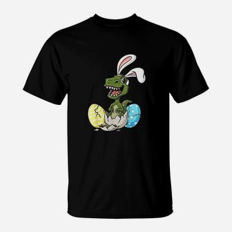 Easter Day T Rex With Bunny Ears Eggs Funny T-Shirt | Crazezy CA
