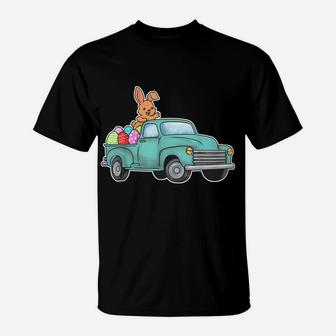 Easter Shirt Vintage Easter Truck Egg Hunting Easter Bunny T-Shirt | Crazezy AU
