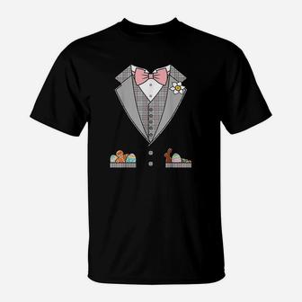 Easter Tuxedo Pink Bow Tie T-Shirt | Crazezy CA