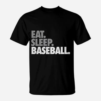 Eat Sleep Baseball Bold Text T-Shirt | Crazezy