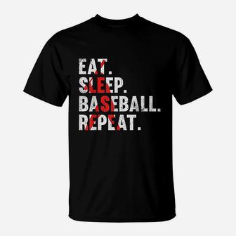 Eat Sleep Baseball Repeat T-Shirt | Crazezy