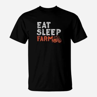 Eat Sleep Farm Barn Crop Plant Nature Cow Distressed T-Shirt - Thegiftio UK