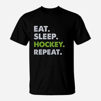 Eat Sleep Hockey Repeat Boys Gift For Hockey Lover Youth T-Shirt | Crazezy DE