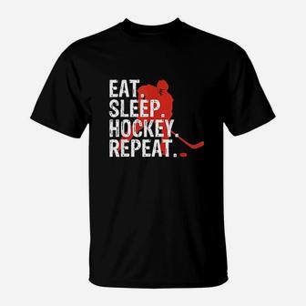Eat Sleep Hockey Repeat T-Shirt | Crazezy AU