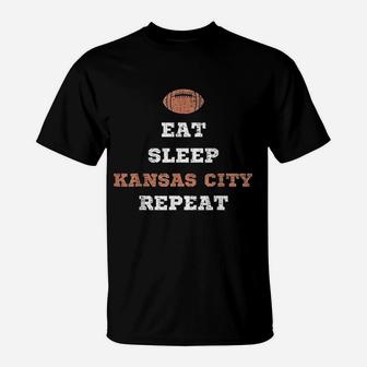 Eat Sleep Kansas City Repeat Kc Two Time Football Champions T-Shirt - Thegiftio UK