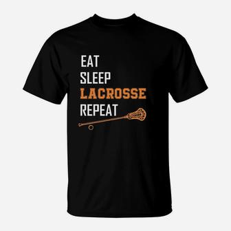 Eat Sleep Lacrosse Repeat Lax Lacrosse Girls Boys Team T-Shirt | Crazezy UK