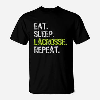 Eat Sleep Lacrosse Repeat Player Lax Funny Cool Gift T-Shirt | Crazezy CA