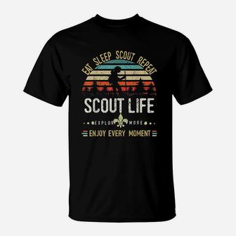 Eat Sleep Scout Repeat Vintage Scouting Life T-Shirt | Crazezy
