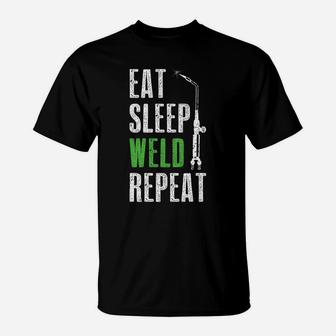 Eat Sleep Weld Repeat Welder Tee Welding Funny Christmas T-Shirt | Crazezy DE