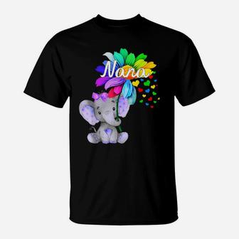 Elephant Nana Flower Cute Mother's Day T Shirt T-Shirt | Crazezy