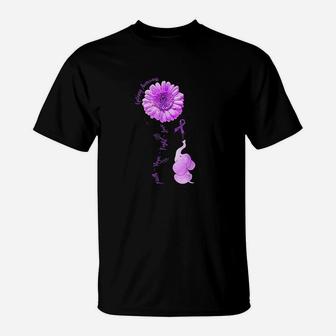 Elephant Purple Sunflower Faith Hope Love T-Shirt - Seseable