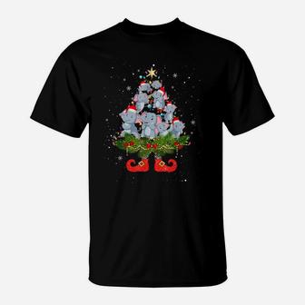 Elephants Christmas Tree Lights Funny Santa Hat Lover T-Shirt | Crazezy DE