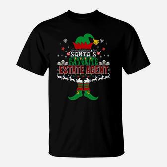 Elf Xmas Santa's Favorite Estate Agent Ugly Sweater Funny Sweatshirt T-Shirt | Crazezy UK