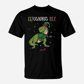 Elfosaurus T-Rex Elf Dinosaur Elves Christmas Dino Gift Sweatshirt T-Shirt | Crazezy DE