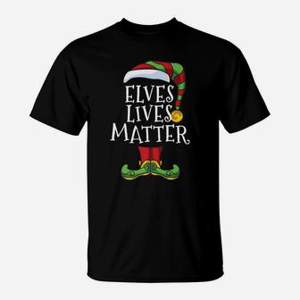 Elves Lives Matter Family Christmas Funny Elf Pj Pajama T-Shirt | Crazezy DE