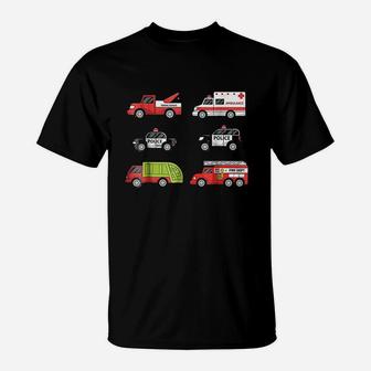 Emergency Vehicles Fire Truck Police Car Ambulance T-Shirt | Crazezy
