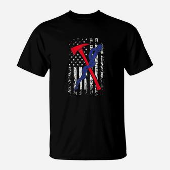 Emt Firefighter Firefighter Ems Usa Flag Gift T-Shirt | Crazezy