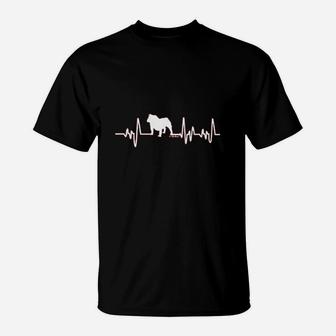 English Bulldog Gifts Dog Lover Heartbeat Bulldog T-Shirt | Crazezy UK