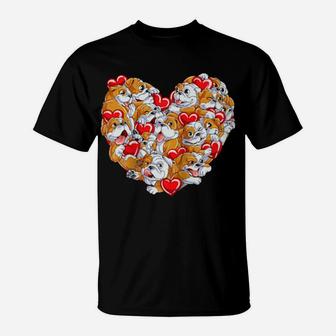 English Bulldog Heart Valentines Day Gifts Men Dog Lover Raglan Baseball T-Shirt - Monsterry