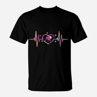 English Bulldog Mom Dad Tie Dye Heartbeat Dog Lover T-Shirt | Crazezy