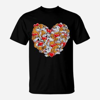 English Bulldog Valentines Day Shirt Heart Dog Lover Boys T-Shirt - Monsterry UK