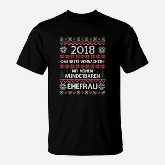 Erstes Weihnachten mit Ehefrau 2018 T-Shirt, Männer Persönliches Design - Seseable