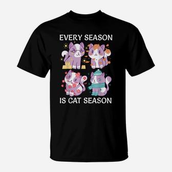 Every Season Is Cat Season Funny Cat Owners Lovers Gift T-Shirt | Crazezy