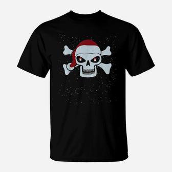 Eye Ornament Skull Santa Hat Pajamas T-Shirt - Monsterry