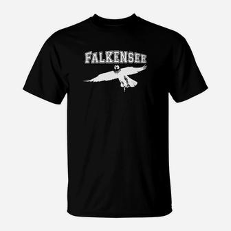 Falkensee Schwarzes T-Shirt mit weißem Adler-Print, Stylisch für Männer - Seseable