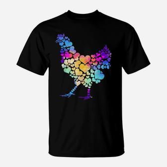 Farm Animal Valentine's Day Gift Colourful Chicken T-Shirt - Monsterry