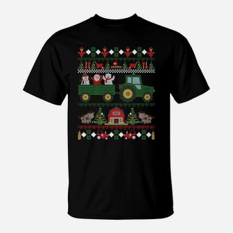 Farmer Ugly Christmas Tractor Farming Holiday Xmas Gift Sweatshirt T-Shirt | Crazezy CA