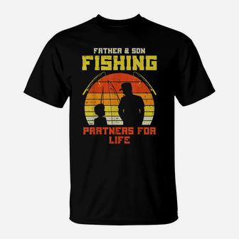 Father Son Fishing Partners For Life Retro Matching Dad Gift T-Shirt | Crazezy UK