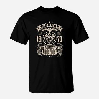 Februar 1970 Legenden T-Shirt, Schwarzes Geburtstags-Design - Seseable