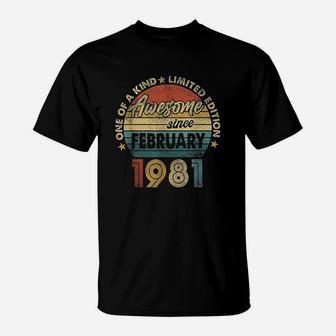 February 1981 Vintage 40 Yrs Old Retro 40Th Birthday Gifts T-Shirt | Crazezy CA