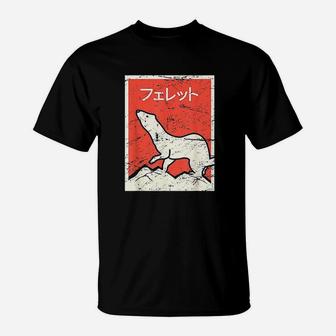 Ferret In Japanese Retro Ferret T-Shirt | Crazezy UK