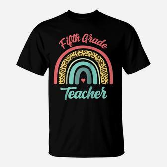 Fifth Grade Teacher Funny Teaching 5Th Leopard Rainbow Fun Raglan Baseball Tee T-Shirt | Crazezy UK