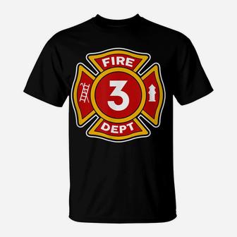 Fire 3 Dept | Firefighter Hero 3Rd Birthday Boys Gift T-Shirt | Crazezy CA
