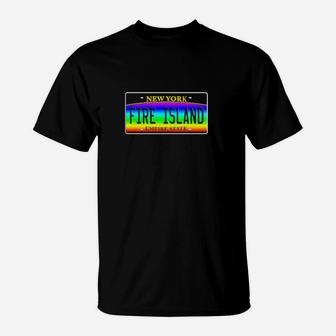 Fire Island Ny Hamptons Rainbow Lgbt License Plate T-Shirt - Monsterry