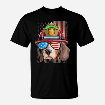 Firefighter Beagle 4Th Of July Funny T-Shirt - Monsterry