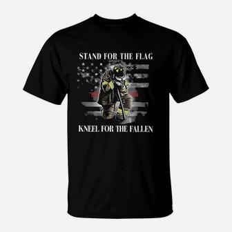 Firefighter Firefighter |Stand For The Flag Kneel For The Fallen T-Shirt | Crazezy AU