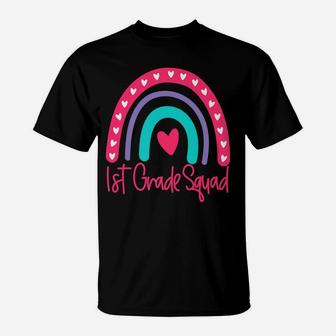 First 1St Grade Squad Back To School Day Boho Rainbow Funny T-Shirt | Crazezy