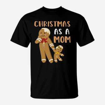 First Christmas As A Mom Future Mother Gingerbread Family Sweatshirt T-Shirt | Crazezy