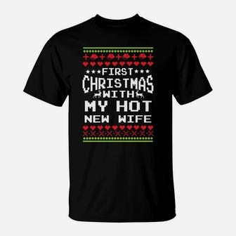 First Christmas With My Hot New Wife Married Matching Couple T-Shirt | Crazezy CA