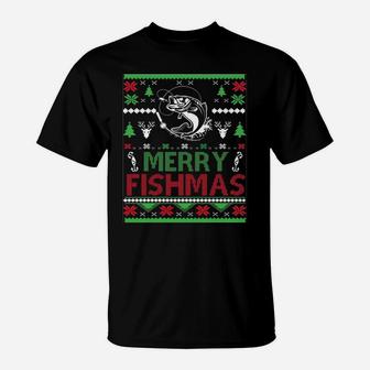 Fishing Ugly Christmas Apparel Bass Fish, Merry Fishmas Sweatshirt T-Shirt | Crazezy DE