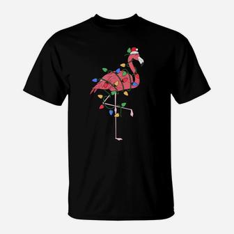 Flamingo Christmas Tree Light Santa Xmas Women Kids Pajamas Sweatshirt T-Shirt | Crazezy UK